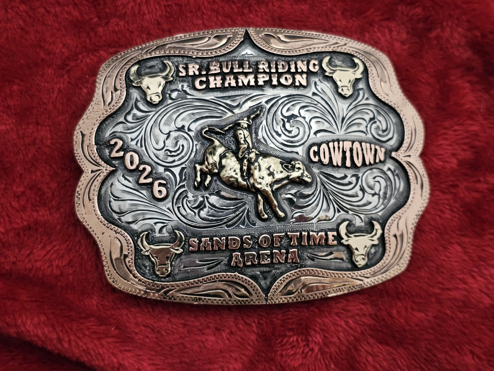 Sr. Bull Riding RODEO☆X~TREME☆2026☆COWTOWN TEXAS☆CHAMPION TROPHY BUCKLE☆Rare☆T88
