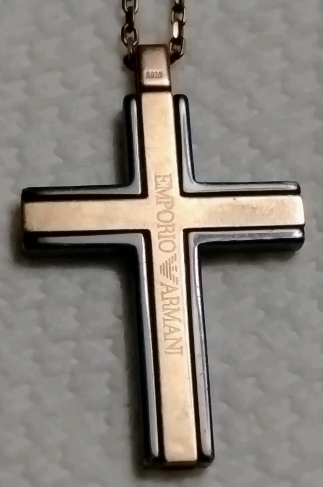Emporio Armani Gold Over 925 Silver Necklace And Cross Extremely RARE