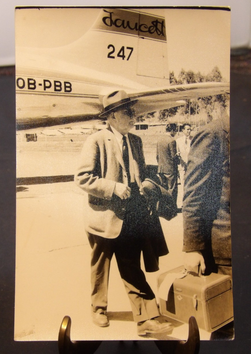 Vintage Real Photo Postcard-Man in front of an Airplane-Cuzco Brazil
