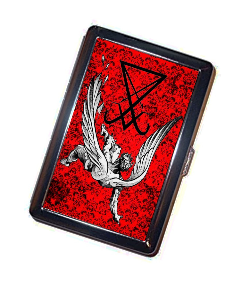 Lucifer Fallen Angel Cigarette Case Devil Handmade Satanism Metal Wallet