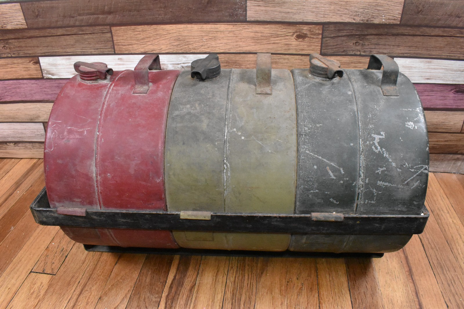 RARE 1920s Monarch Running Board Reserve Tank Set Oil Water Gas Webster City IA