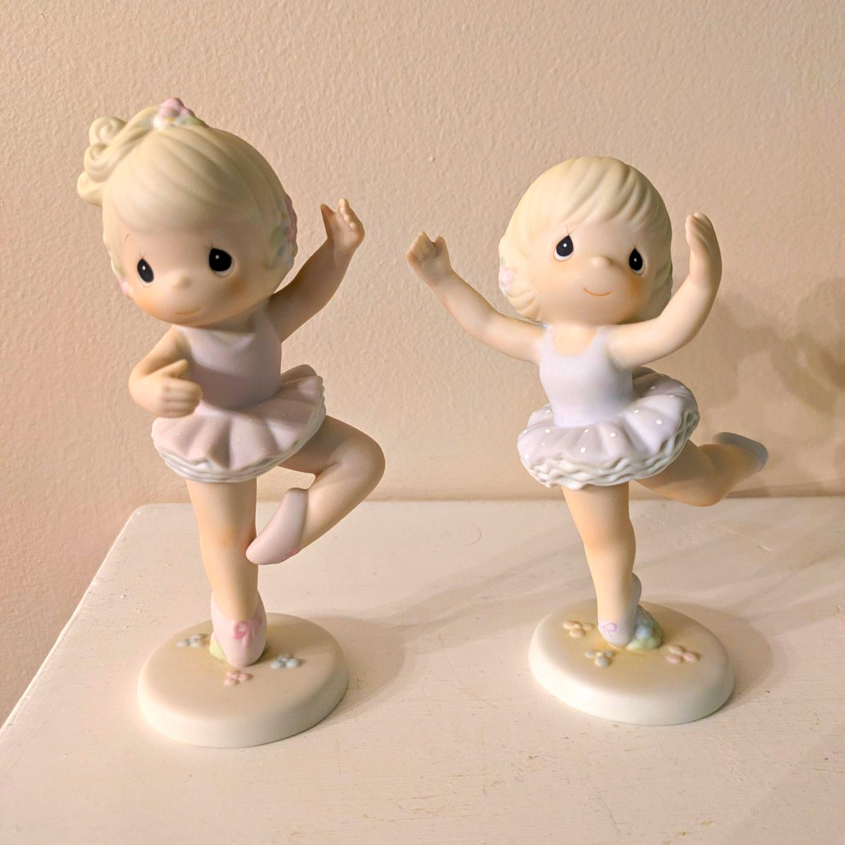 Enesco Precious Moments Porcelain Ballerina Figurines Pair 1991