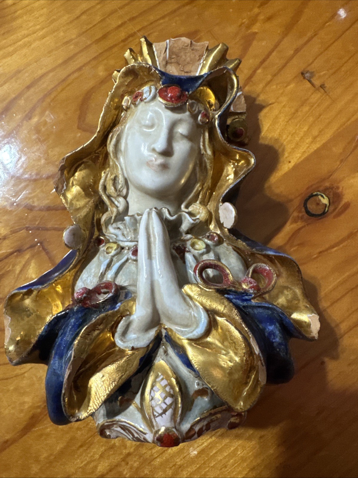 Vintage Virgin Mary Figurine Carbet Italy 802