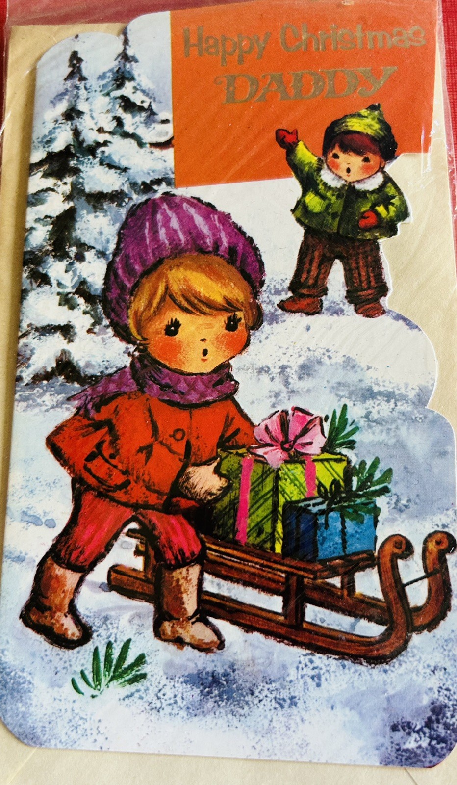 Vintage 1970s UNUSED Dead Stock Christmas Greeting Card for daddy