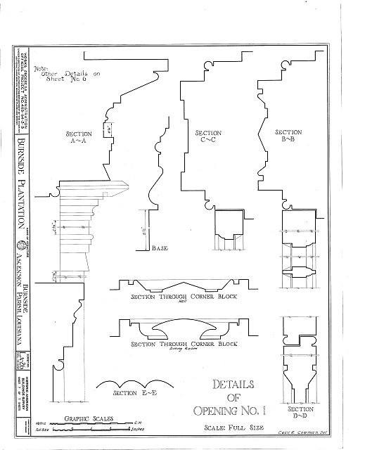 Burnside Plantation Burnside LA 1900s architectural detail drawings HABS