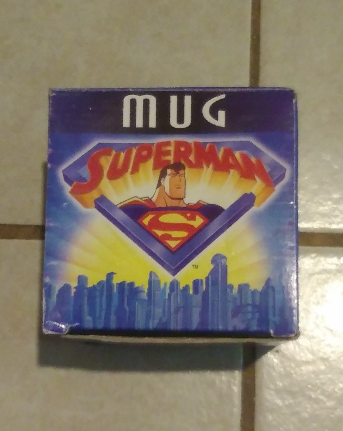 Vintage 1998 SUPERMAN DC COMICS Coffee Cup Tea Mug Black Silver