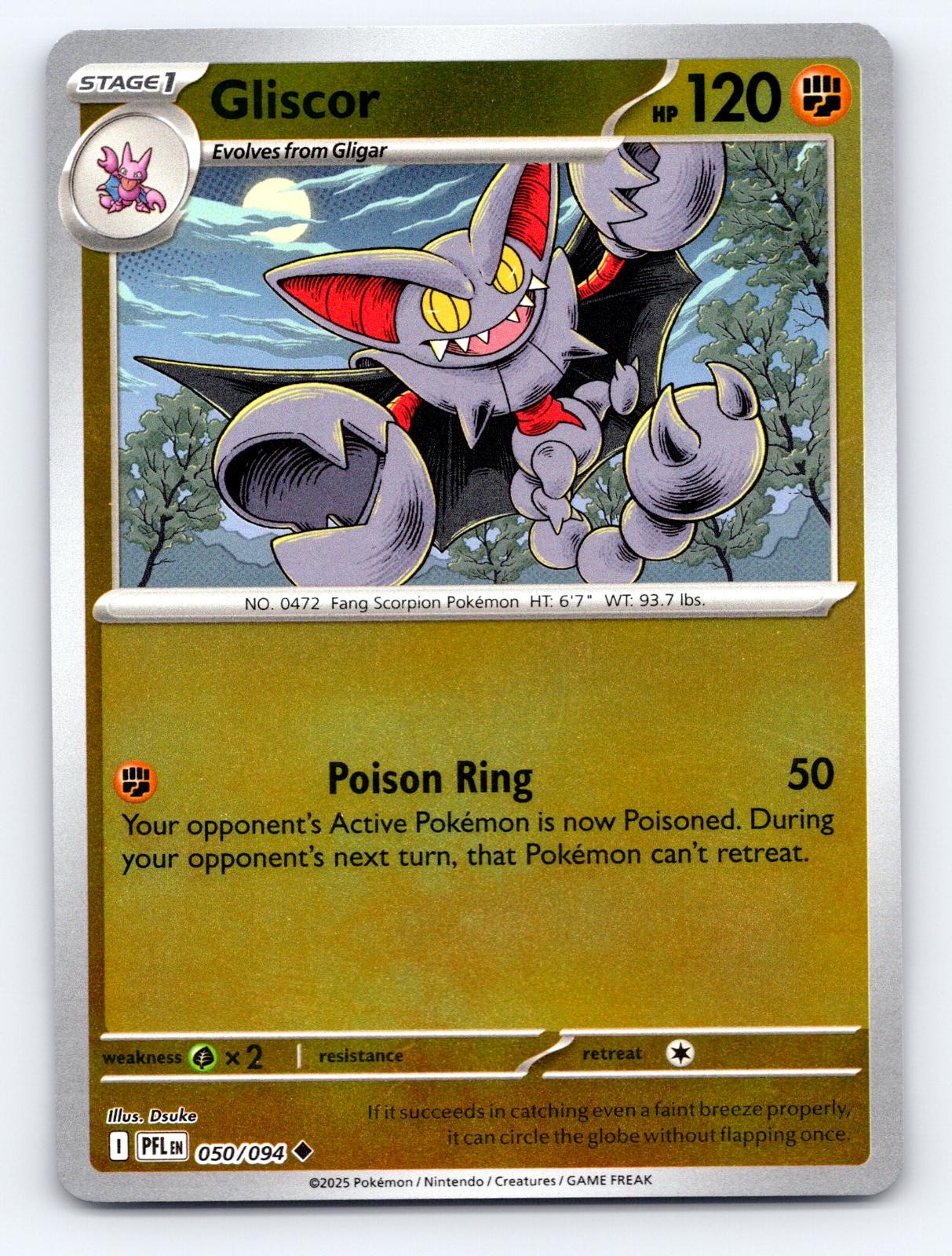 Gliscor 050/094 Uncommon Phantasmal Flames Pokemon Reverse Holo Near Mint