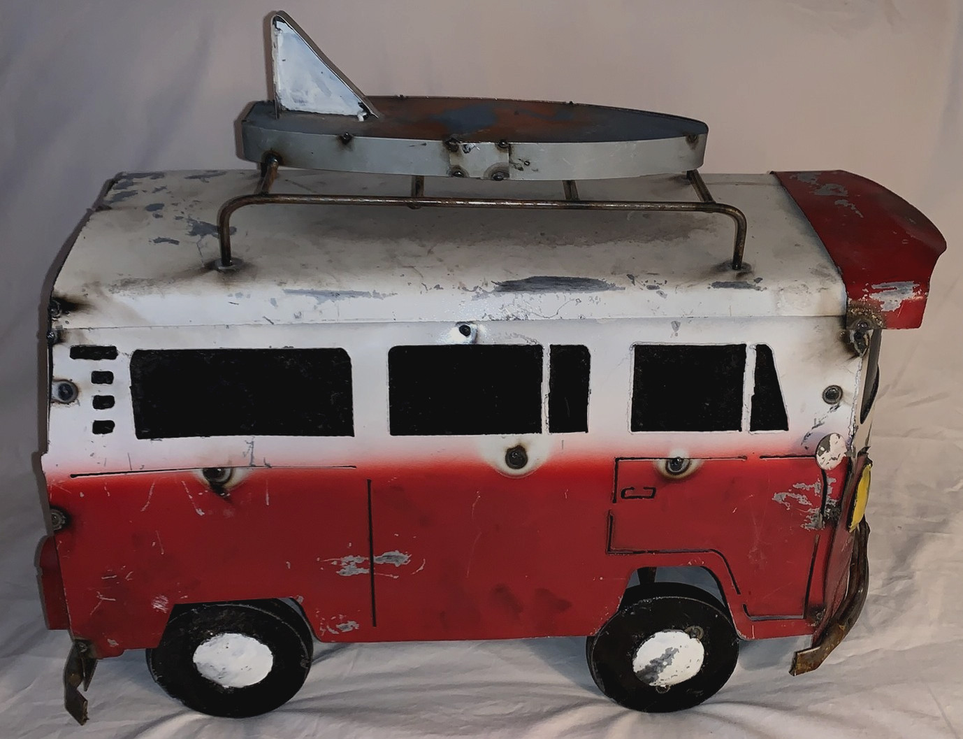 Very Unique  Vintage  All Metal  Folk Art  VW  Volkswagen Van  Bus  19\