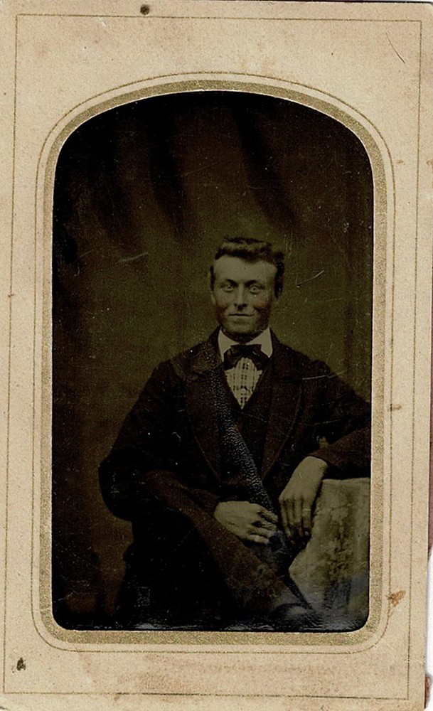 1860s Modified Sixteenth Plate young man - tinted cheeks, with frame