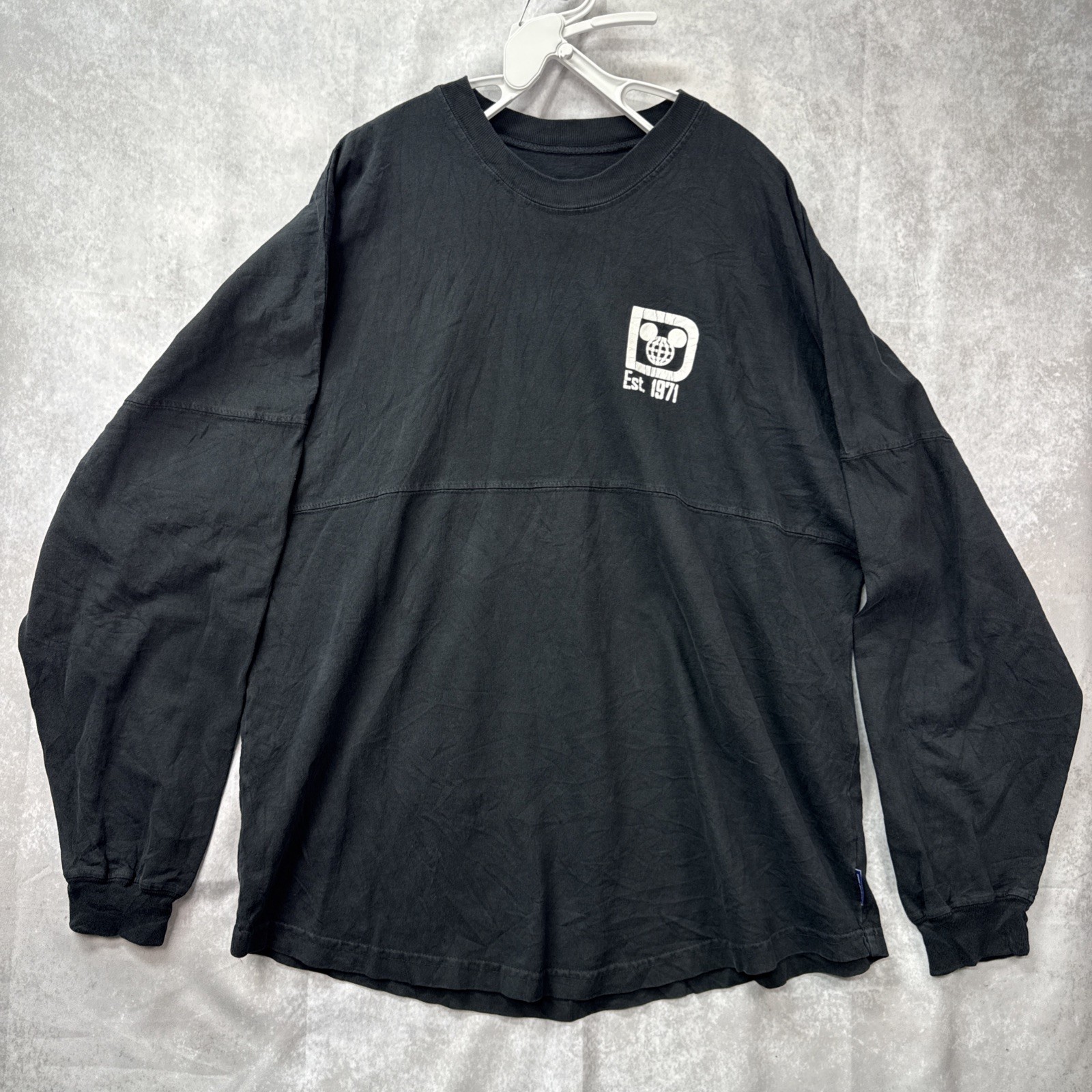Walt Disney World Est 1971 Long Sleeve Shirt Adult Size L Black Spirit Jersey