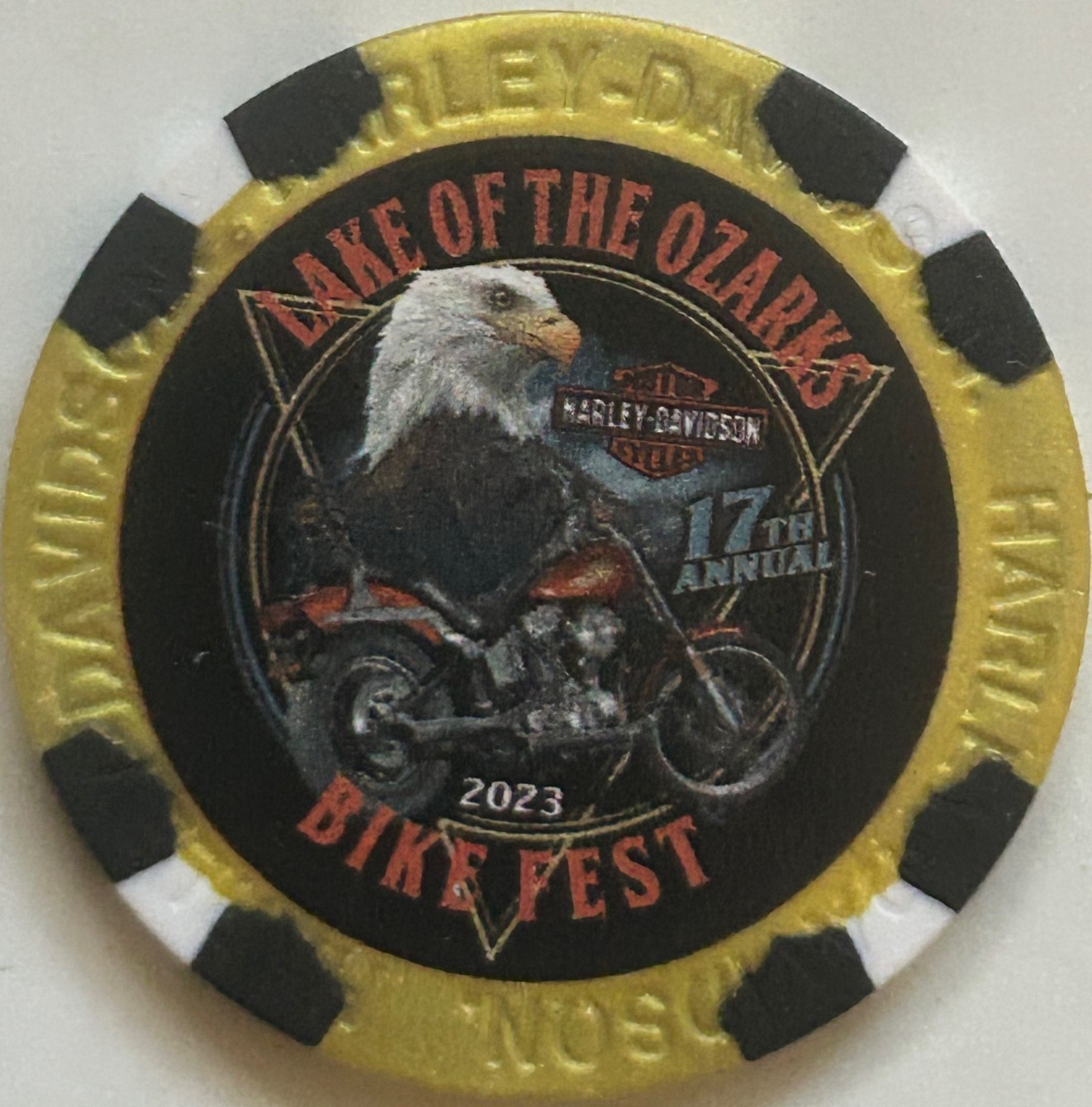 Harley Davidson Wide Print Poker Chip from Lake of Ozarks HD Missouri  BikeFest