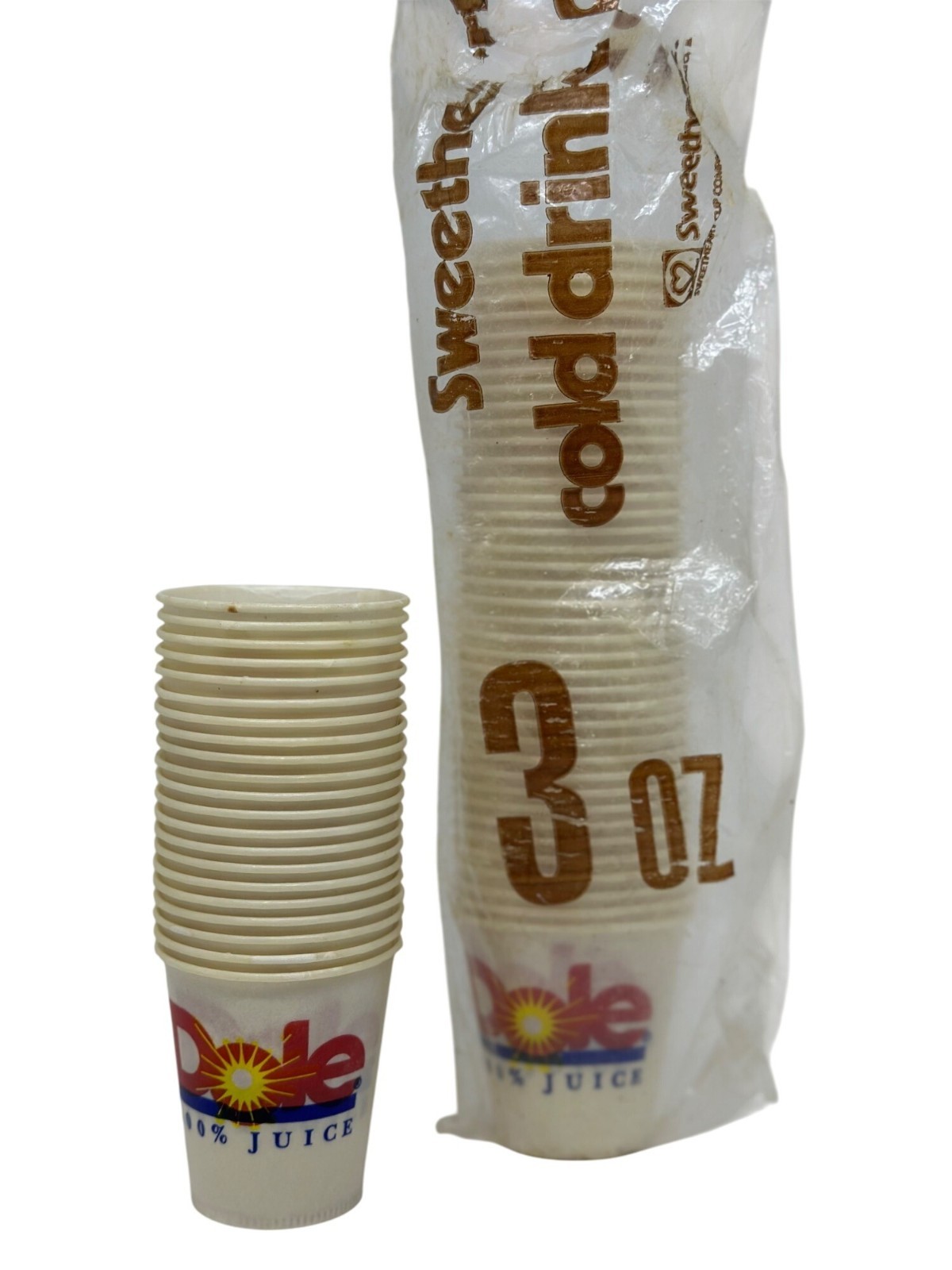 VTG Dole Juice 3oz Sweetheart Plastic Cups Retro Cold Drink Design Advertising