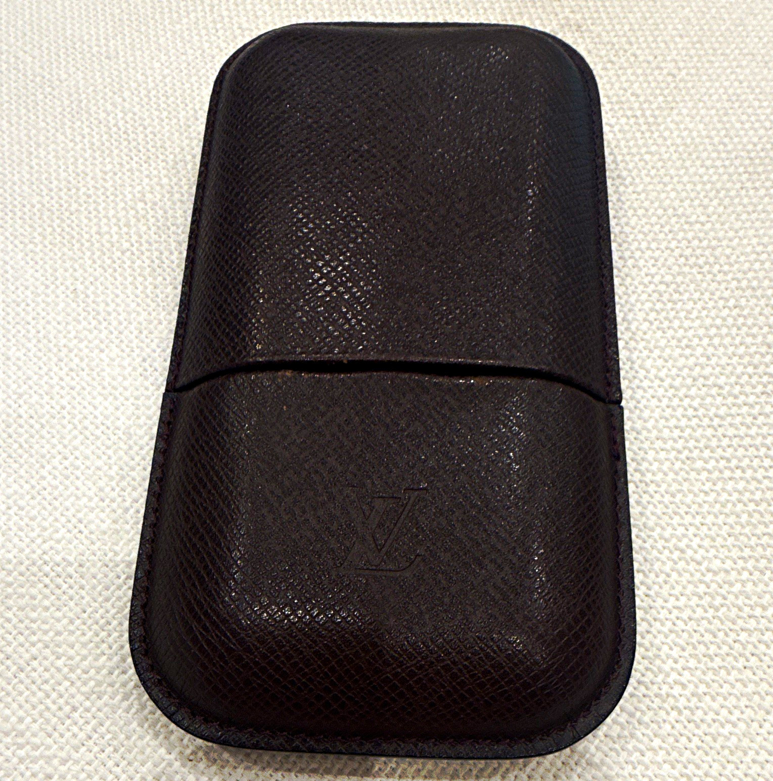 Louis Vuitton Monogram Leather 3-Cigar Case Holder Brown Made in France