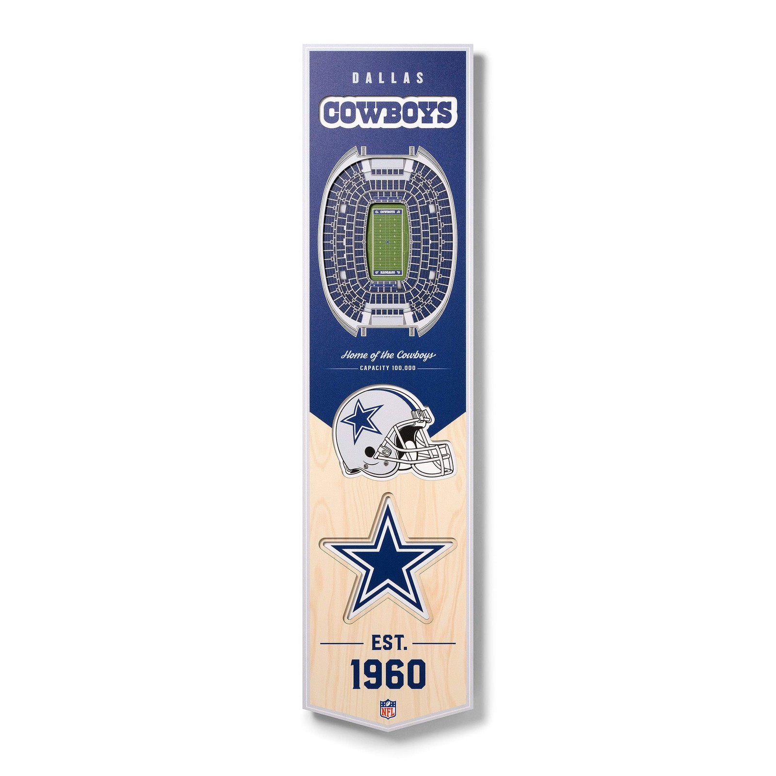 Youthefan Nfl Dallas Cowboys Att 3D Banner-8X323D - 8X