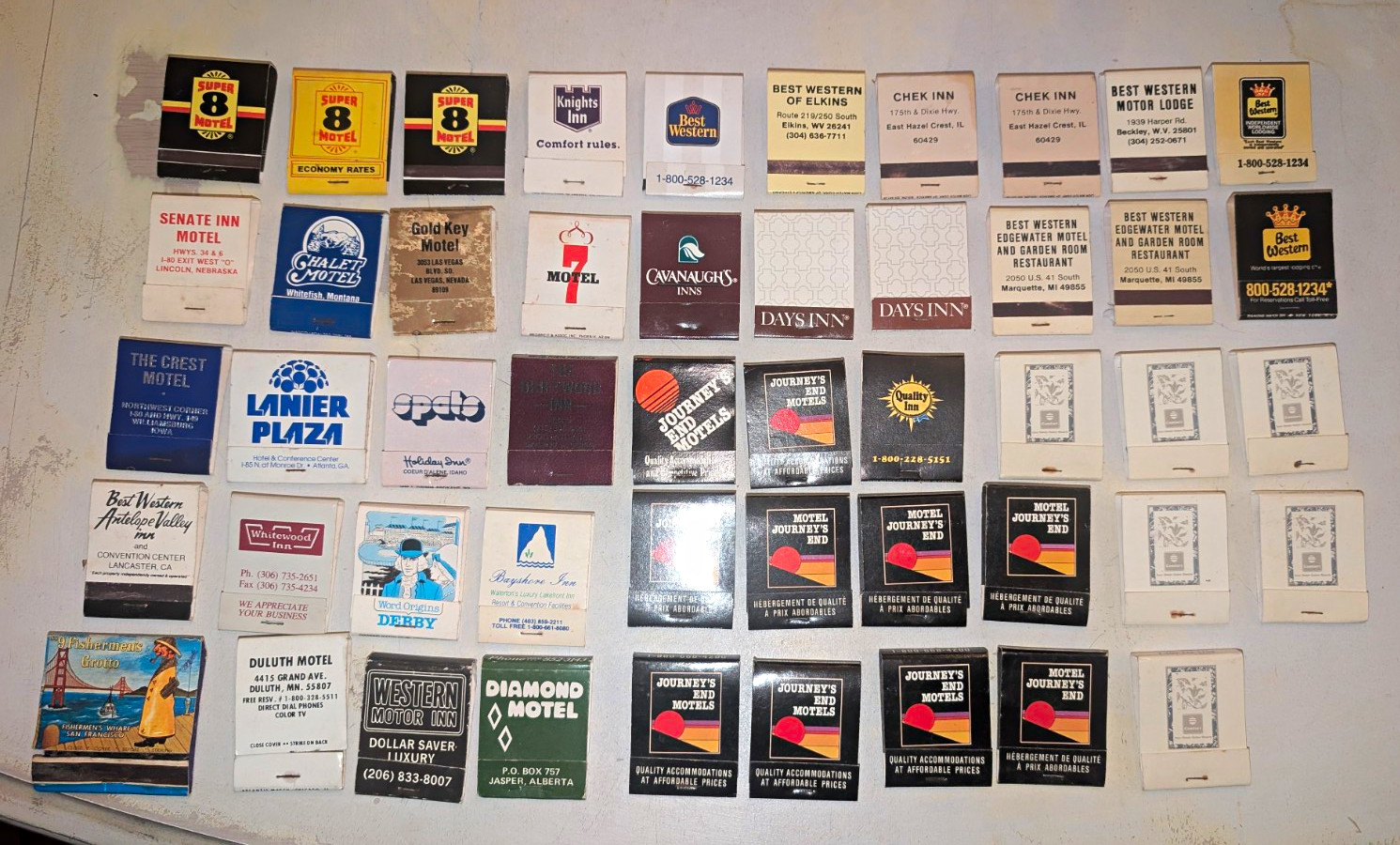 Vtg 1970s Roadside Motel Matchbook Lot- Las Vegas Montana Super 8 Days Inn Etc .