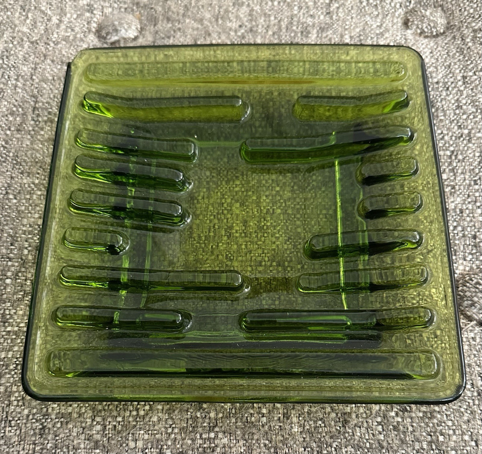 Vintage Celery Green Ashtray Mid-Century Design 6X6” - Mint Condition