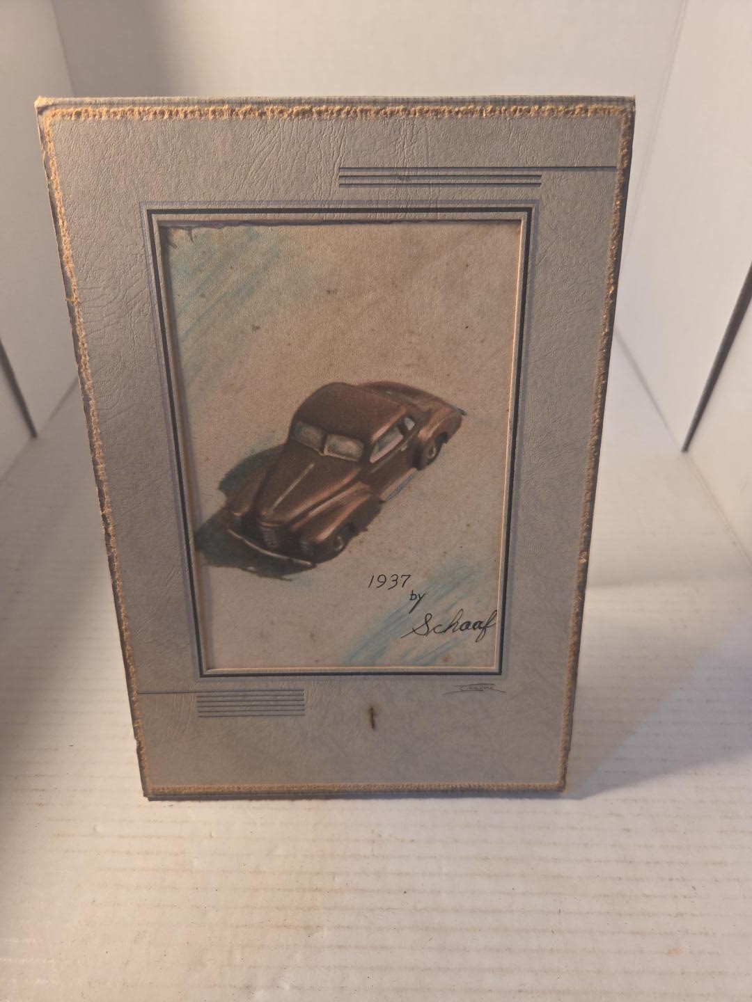 Vintage 1937 Buick Special Coupe Illustration Framed Wall Art Deco Signed Car 