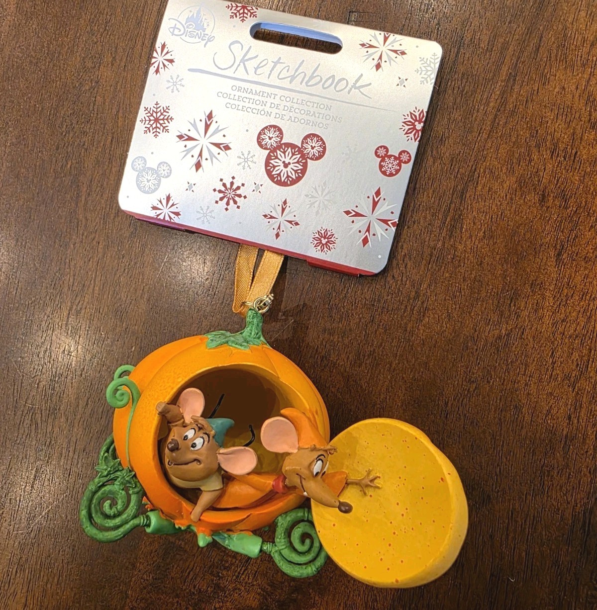Disney Store Cinderella Jaq & Gus Pumpkin Coach Sketchbook Ornament NEW 