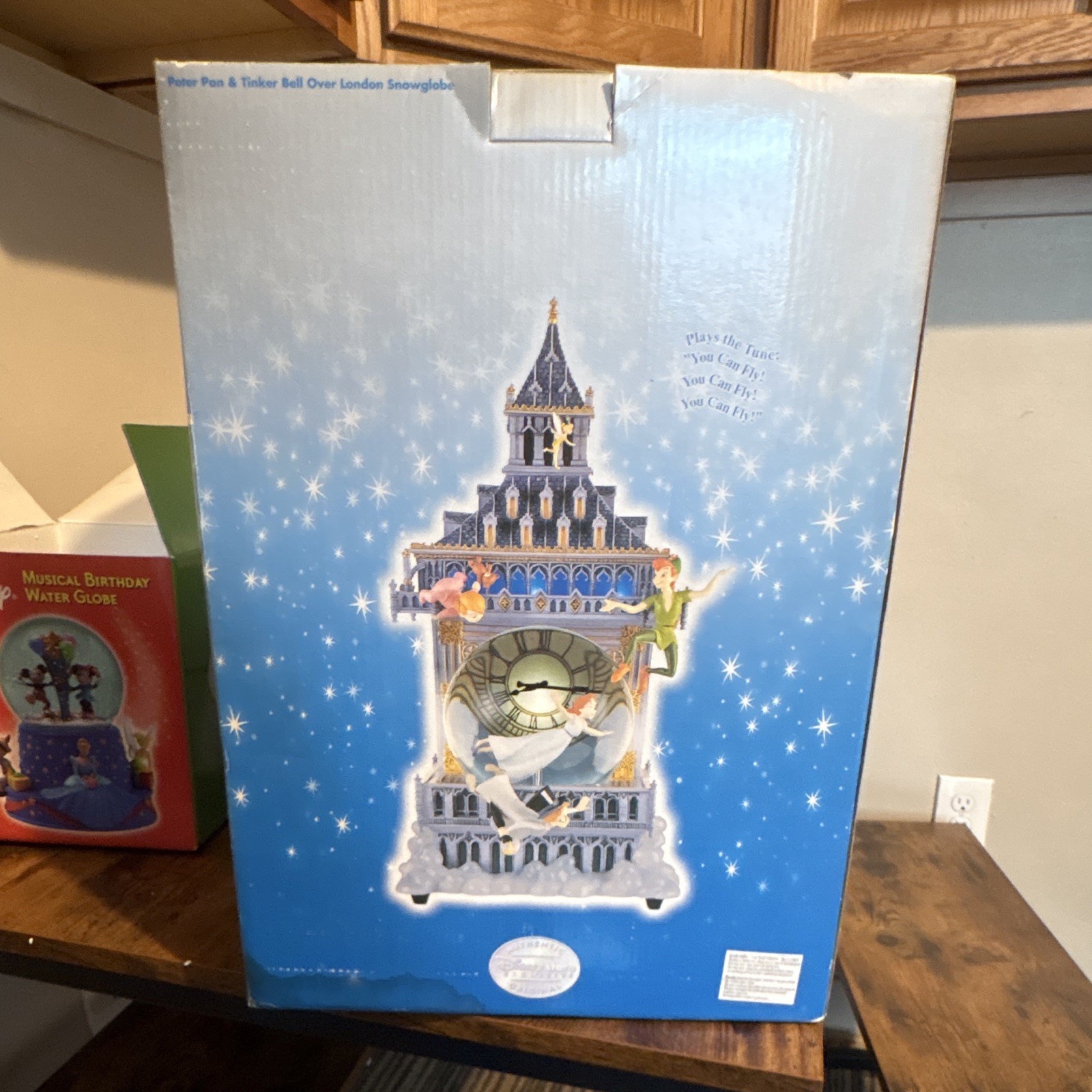 Disney Peter Pan Clock Tower Musical Snowglobe Decorative Clock w/ Original Box