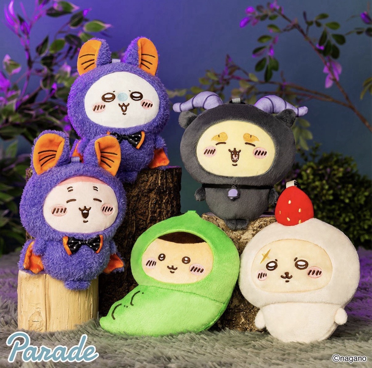 Chiikawa Halloween Drawstring Pouch Plush Set of 5 Japan New