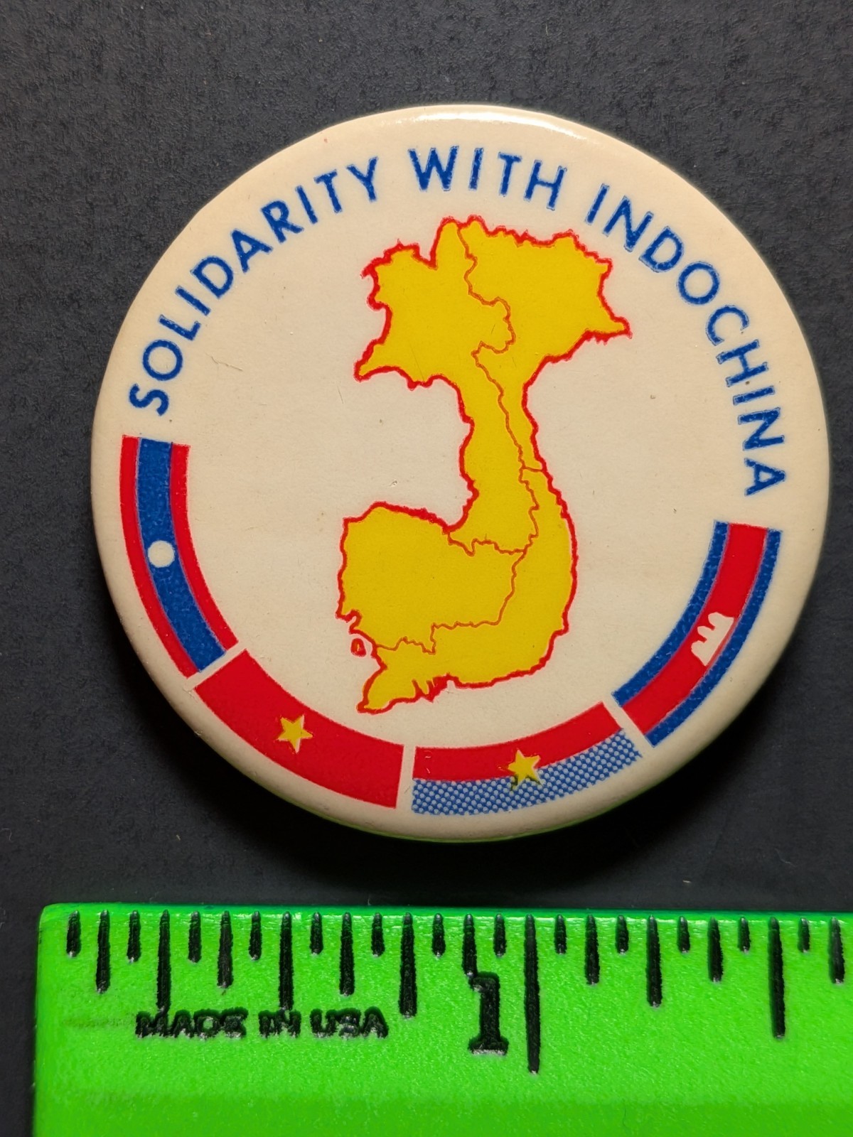 Vintage Solidarity with Indo China Pinback Pin Vintage Solidarity with Indo China Pinback Pin
