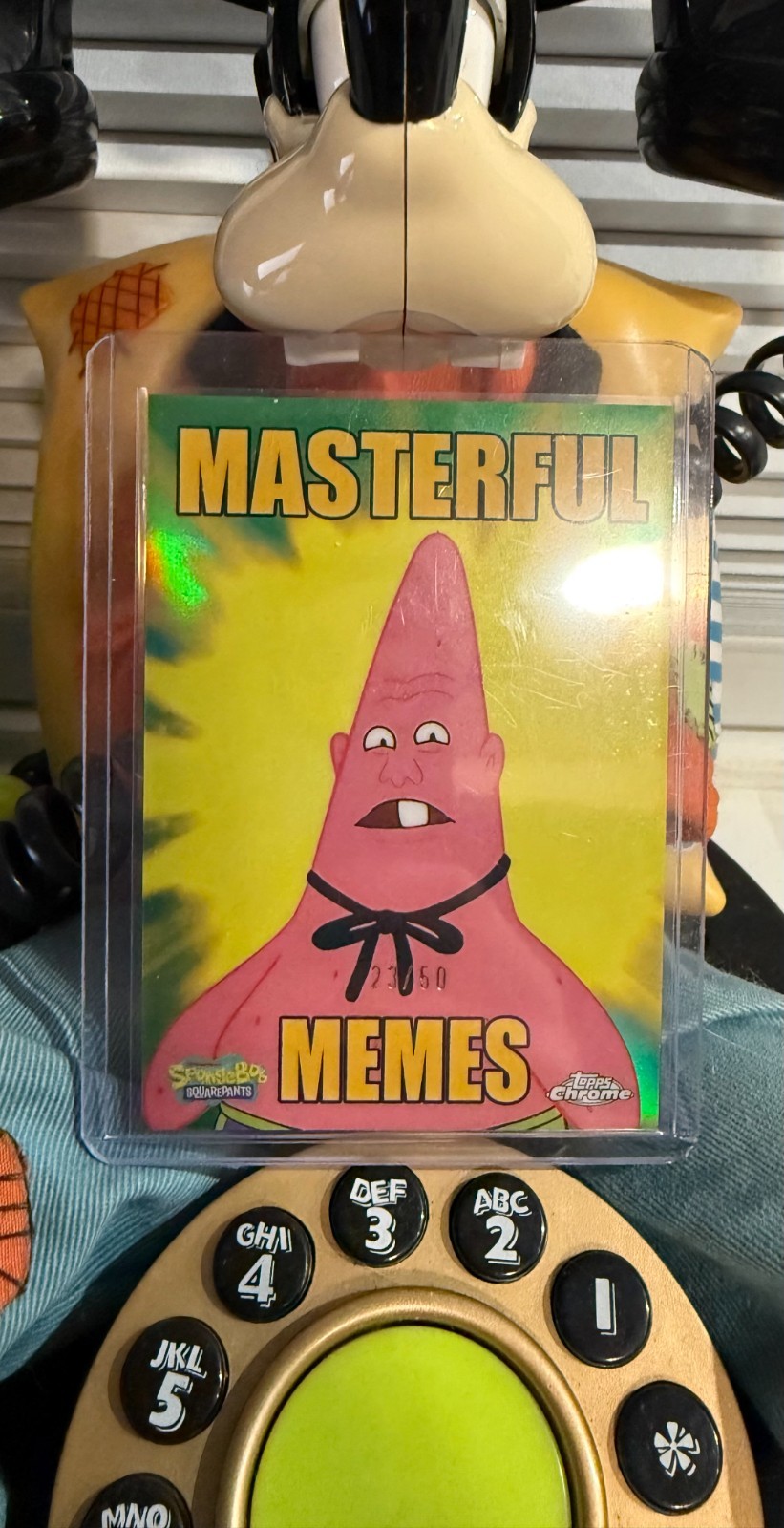 2025 Topps Chrome SpongeBob Masterful Memes Pinhead Larry #26/50 RARE & MINT