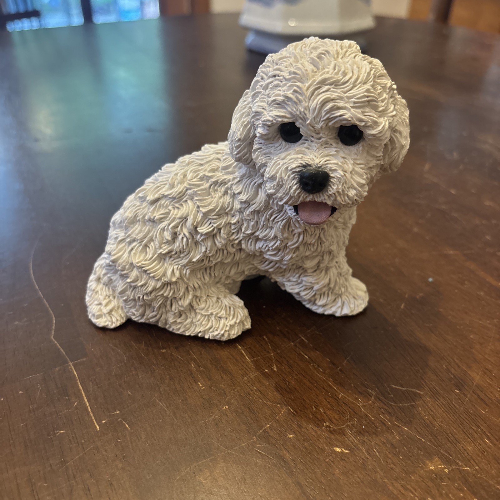 Vintage 1989 Living Stone Bichon Frise White Dog Figurine Statue 4-1/2\