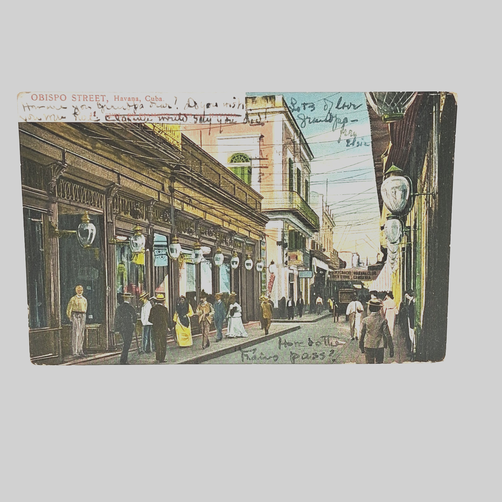 Postcard: Obispo Street Havana Cuba Early 1900\'s Street View