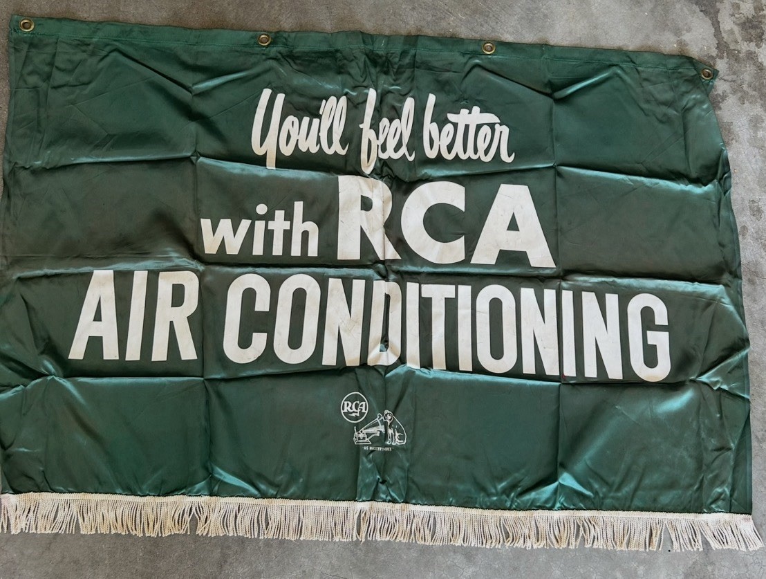 VTG 1950’s RCA Air Conditioner Advertising Banner Sign Dealer Display Fringe