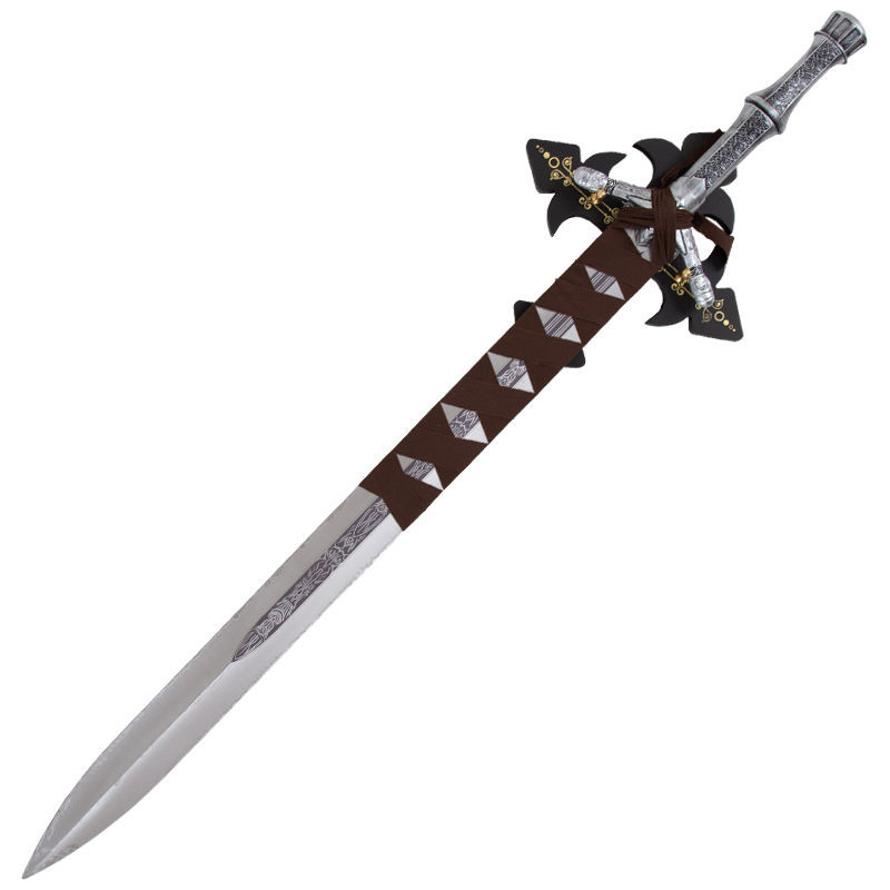 Bloodborne Metal Sword Replica Silver Brown Handle Display Stand