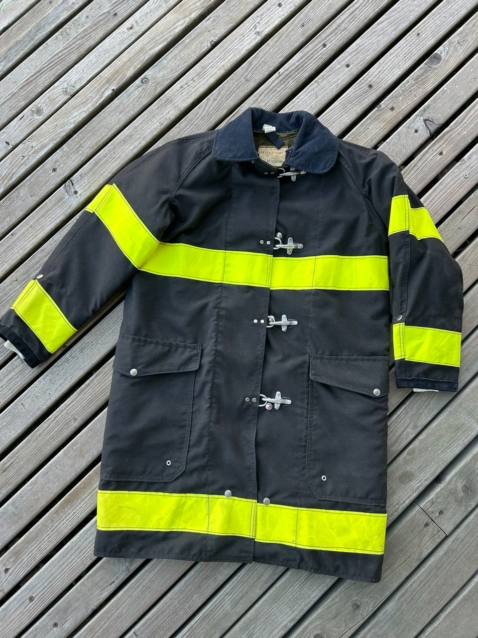 Vtg Goodall Rubber FDNY Firefighter Turnout Bunker Coat Sz 38 Lobster Clasp NYFD