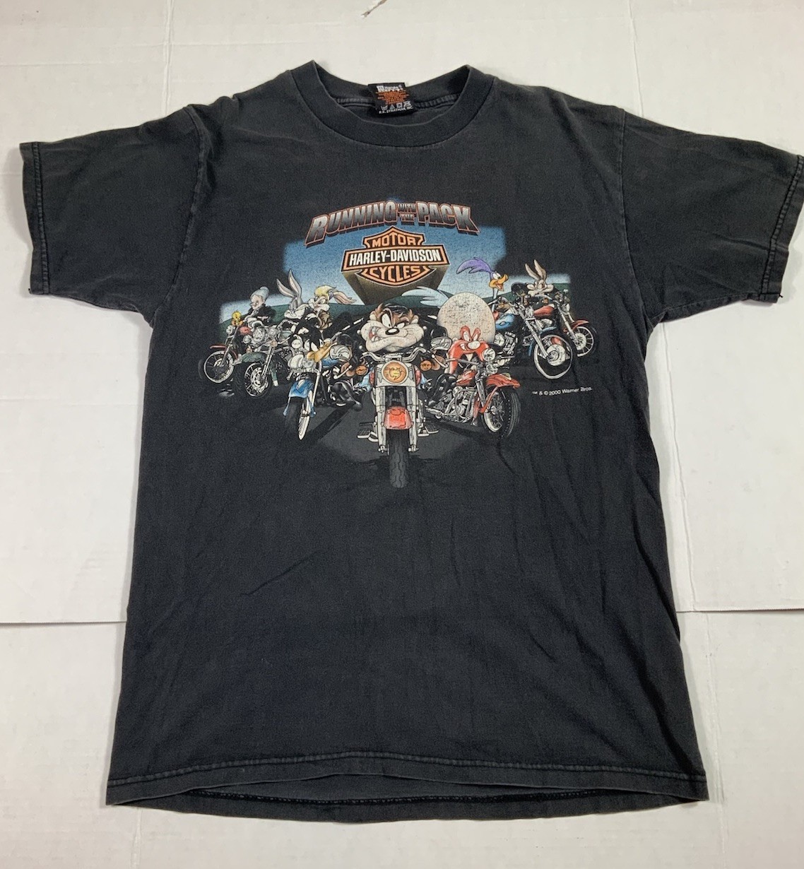 Vintage 2000 Harley Davidson Looney Tunes St Croix New Richmond WI T-Shirt M