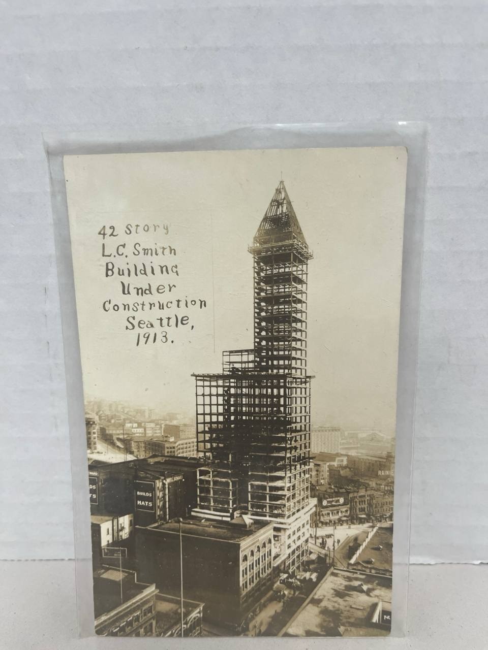 RPPC 1913 L.C. Smith Building Under Construction Seattle WA Real Photo Postcard