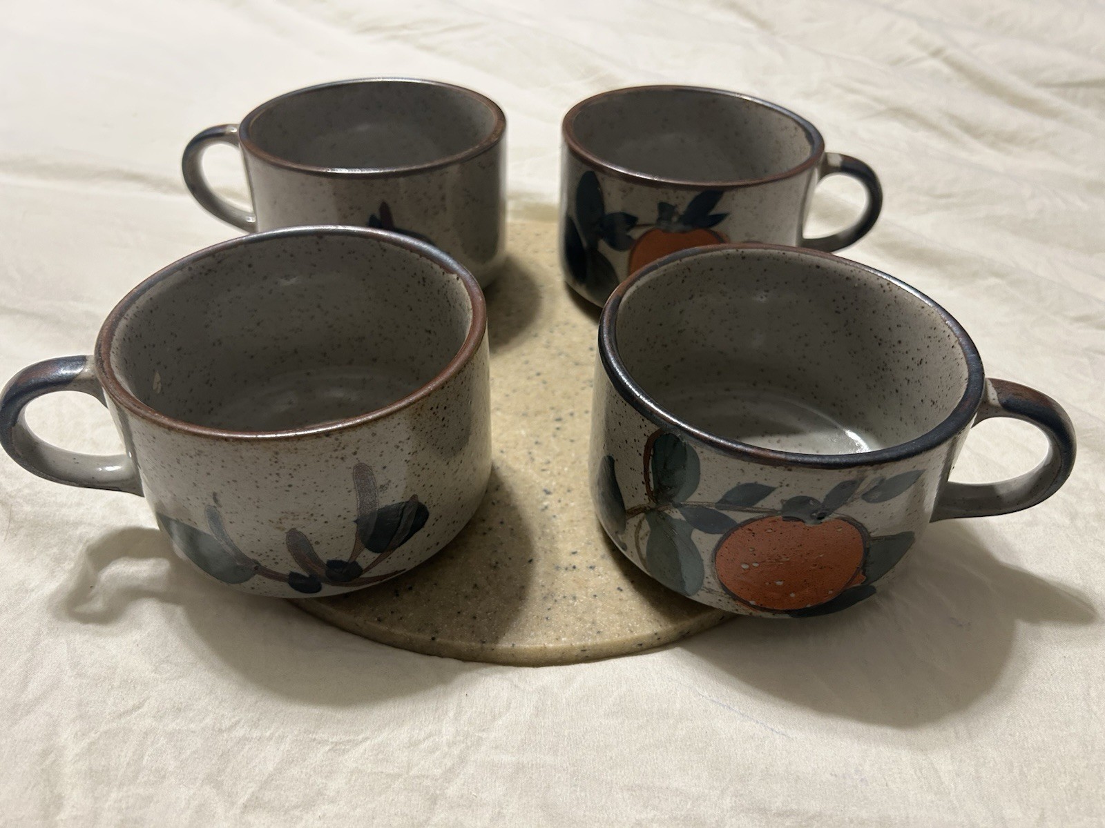 Vtg Otagiri Style New Trends Inc Japan Stoneware 70s Soup Mug Earthy  14oz Set/4