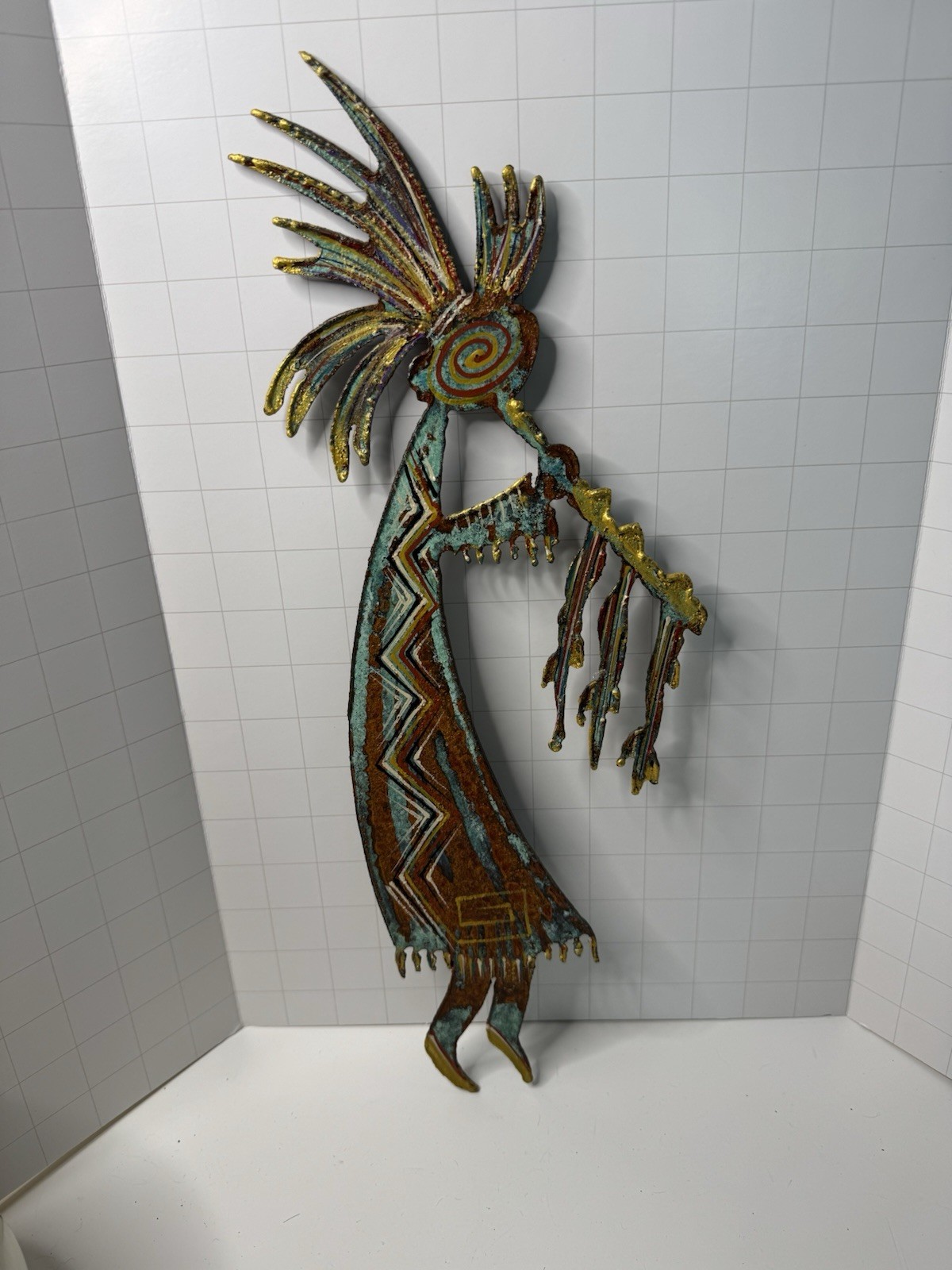 Vintage Robert Shields Kokopelli Metal Wall Art, Signed