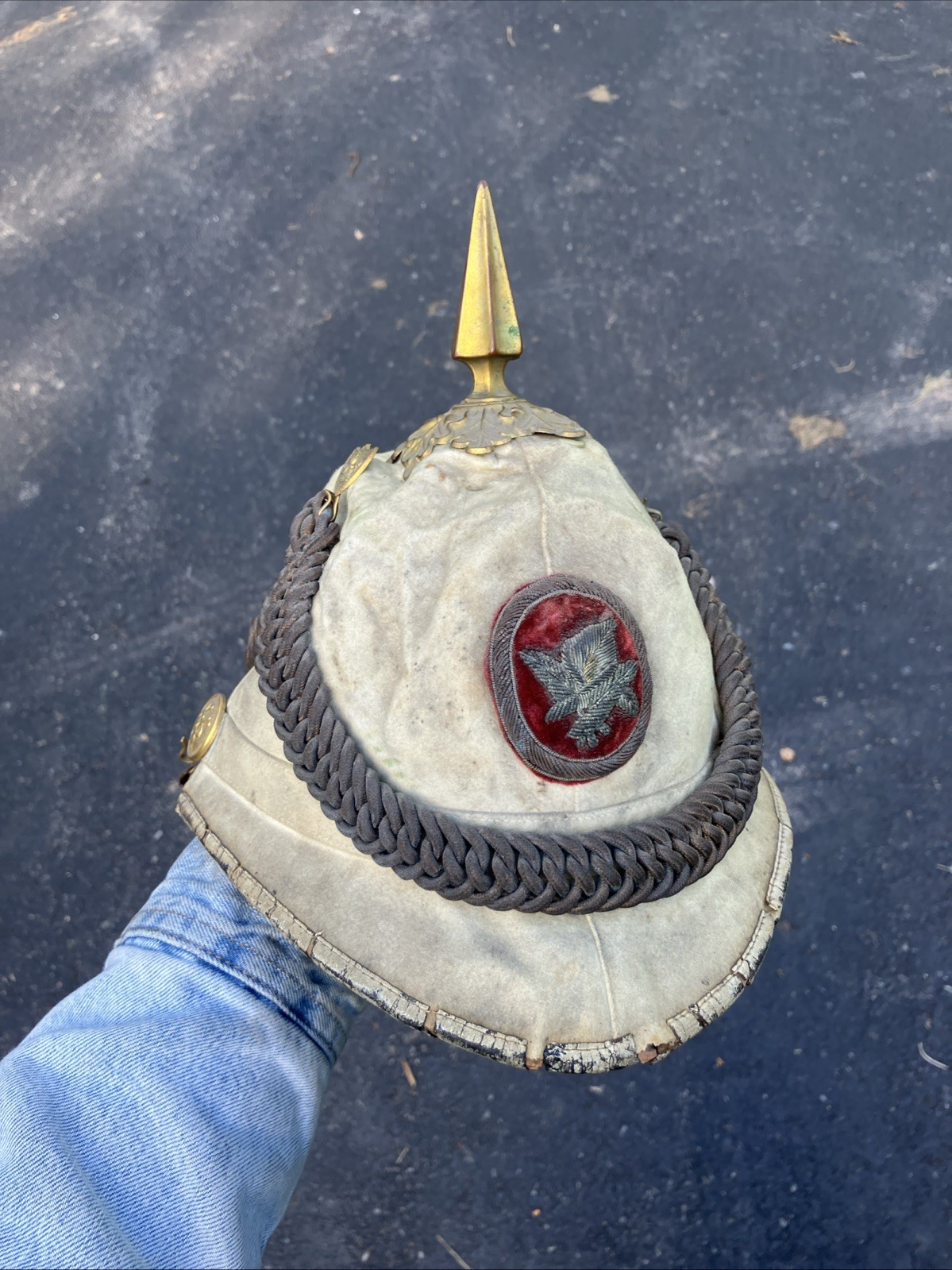 Knights of Pythias Spiked Helmet Antique Fraternal Hat 1880s Helmet Rare Damaged