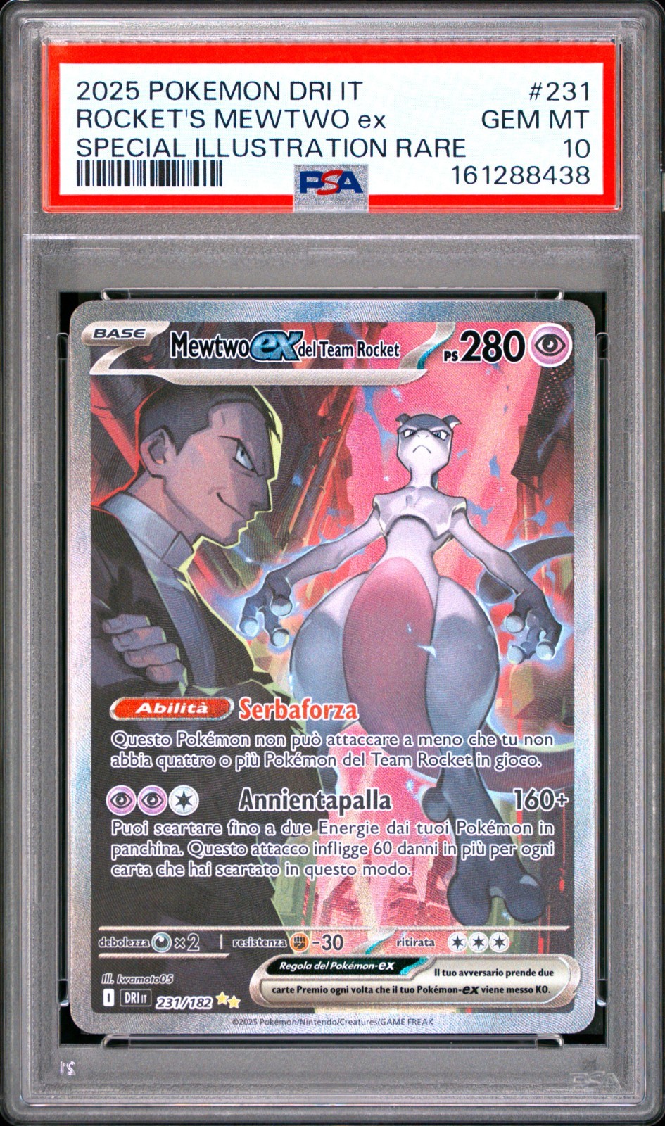 PSA 10 2025 Pokemon Destined Rivals IT Team Rocket's Mewtwo ex SIR 231/182
