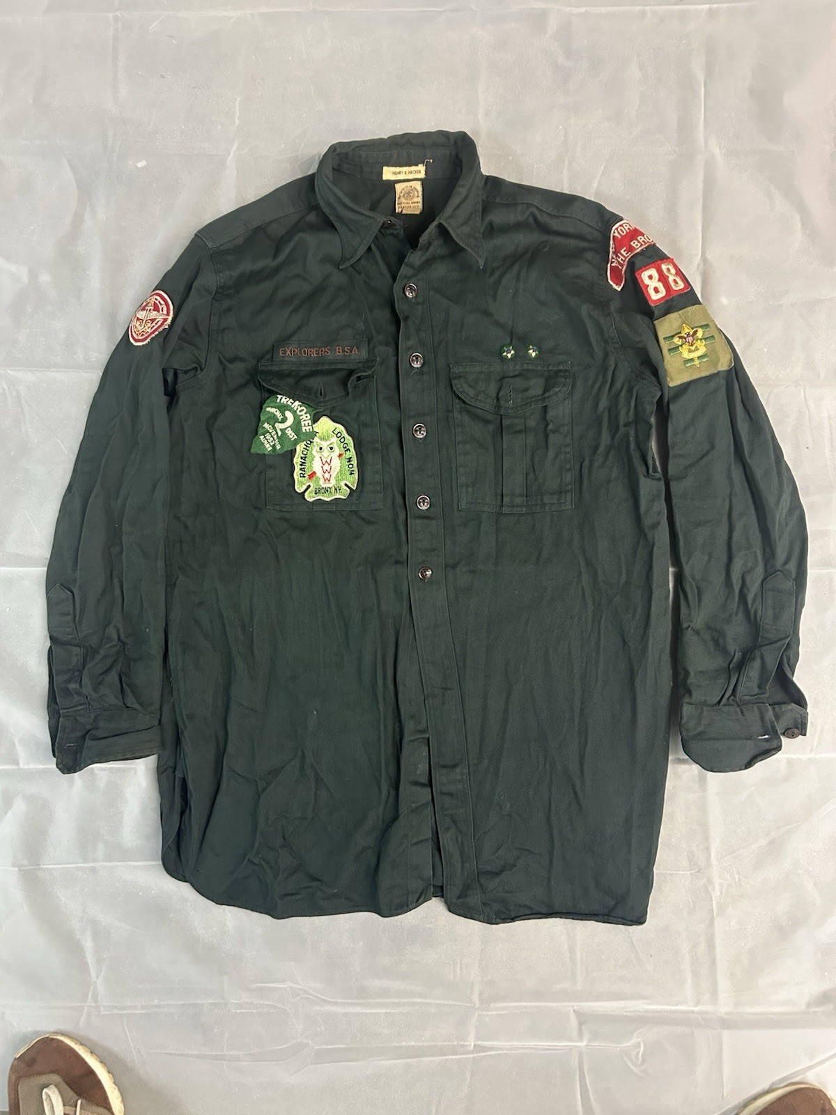 Vintage 1940s-50s BSA Boy Scouts Nyc Bronx Scout Shirt Patched