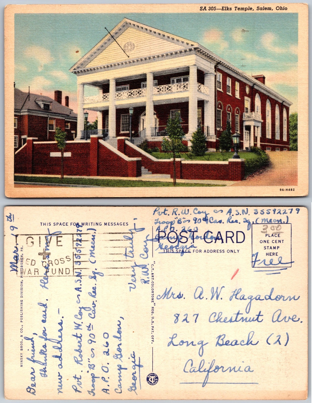 Elks Temple Salem Ohio Postcard