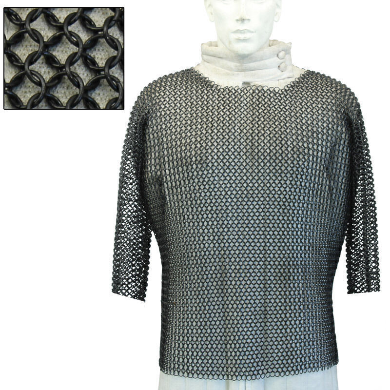 Blackened Chainmail Medieval Half Sleeve Habergeon Crusader Templar MEDIUM Blackened Chainmail Medieval Half Sleeve Habergeon Crusader Templar MEDIUM