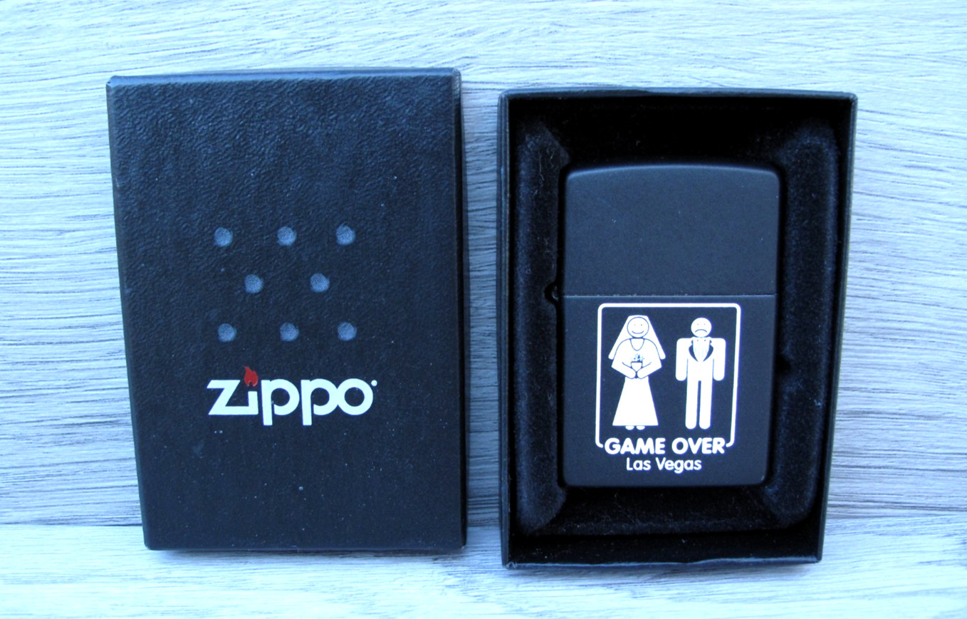 Brand New - Zippo Lighter - Las Vegas Game Over - Married Couple - Matte Black