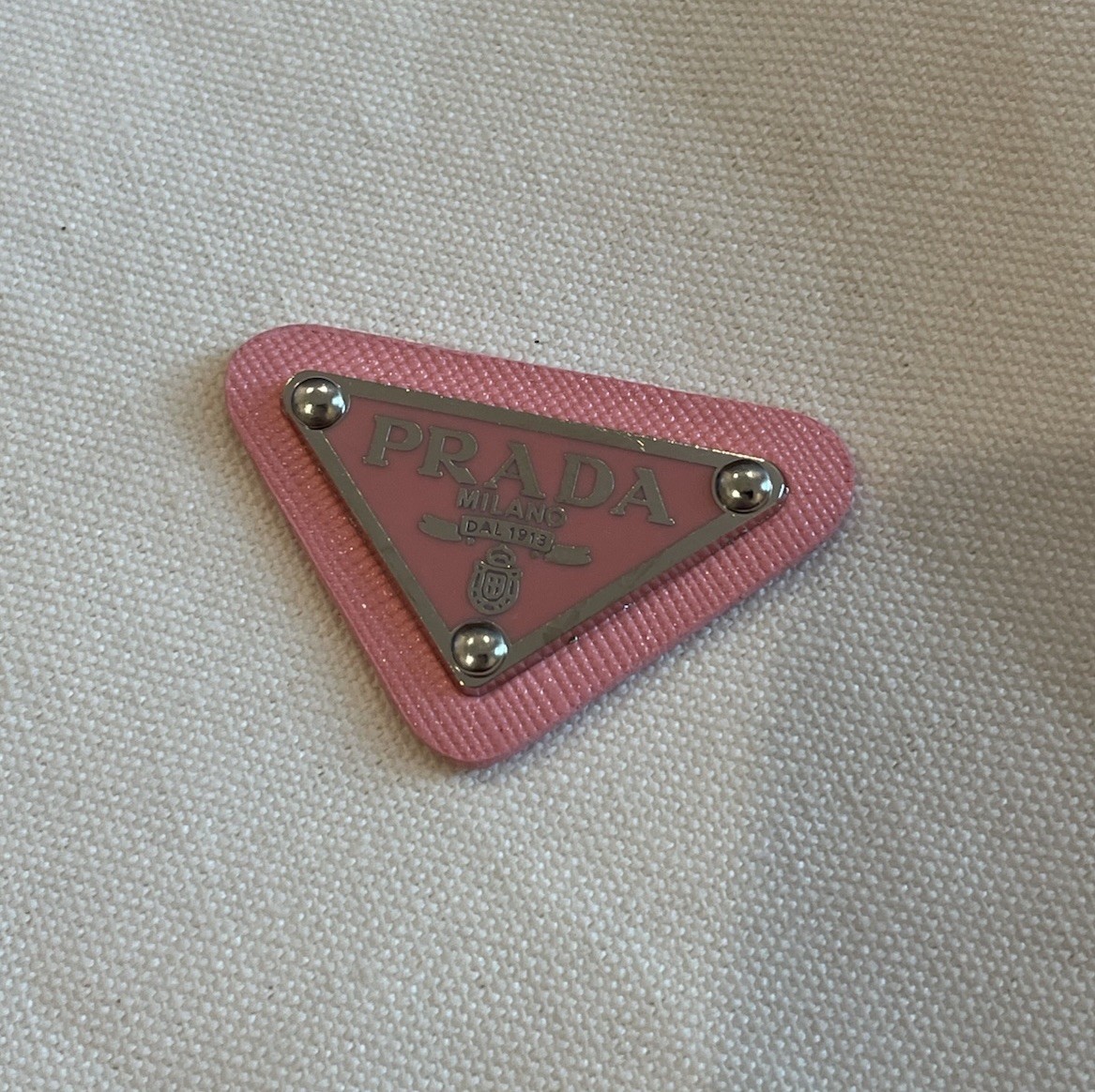 1pc of Emblem Replacement Prada Logo Tag Label Sewing Accessory 5x3cm PINK