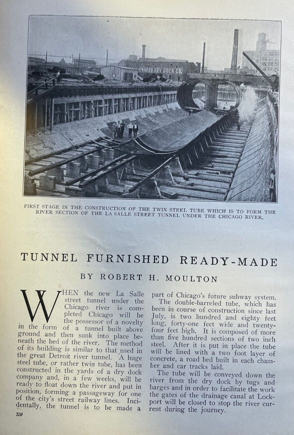 1911 Building La Salle Street Tunnel Chicago River Illinois illustrated