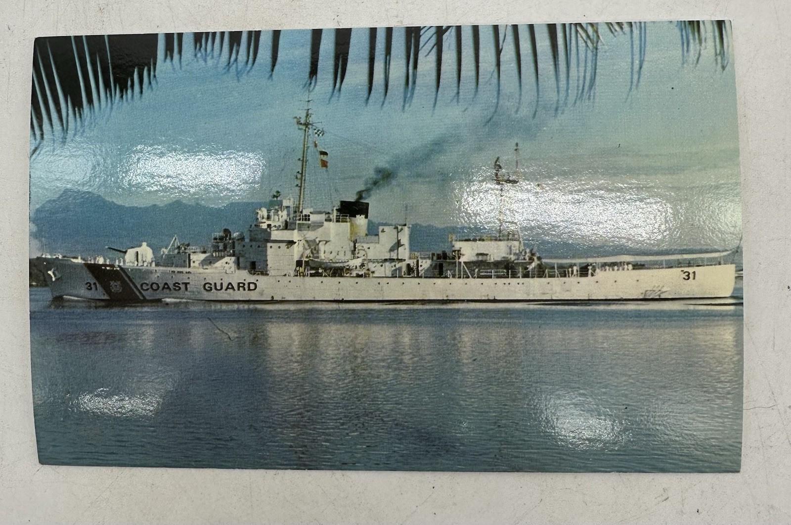 Postcard USCGC Bib WHEC-31 USCG Coast Guard 70’s -80’s Tropical Island