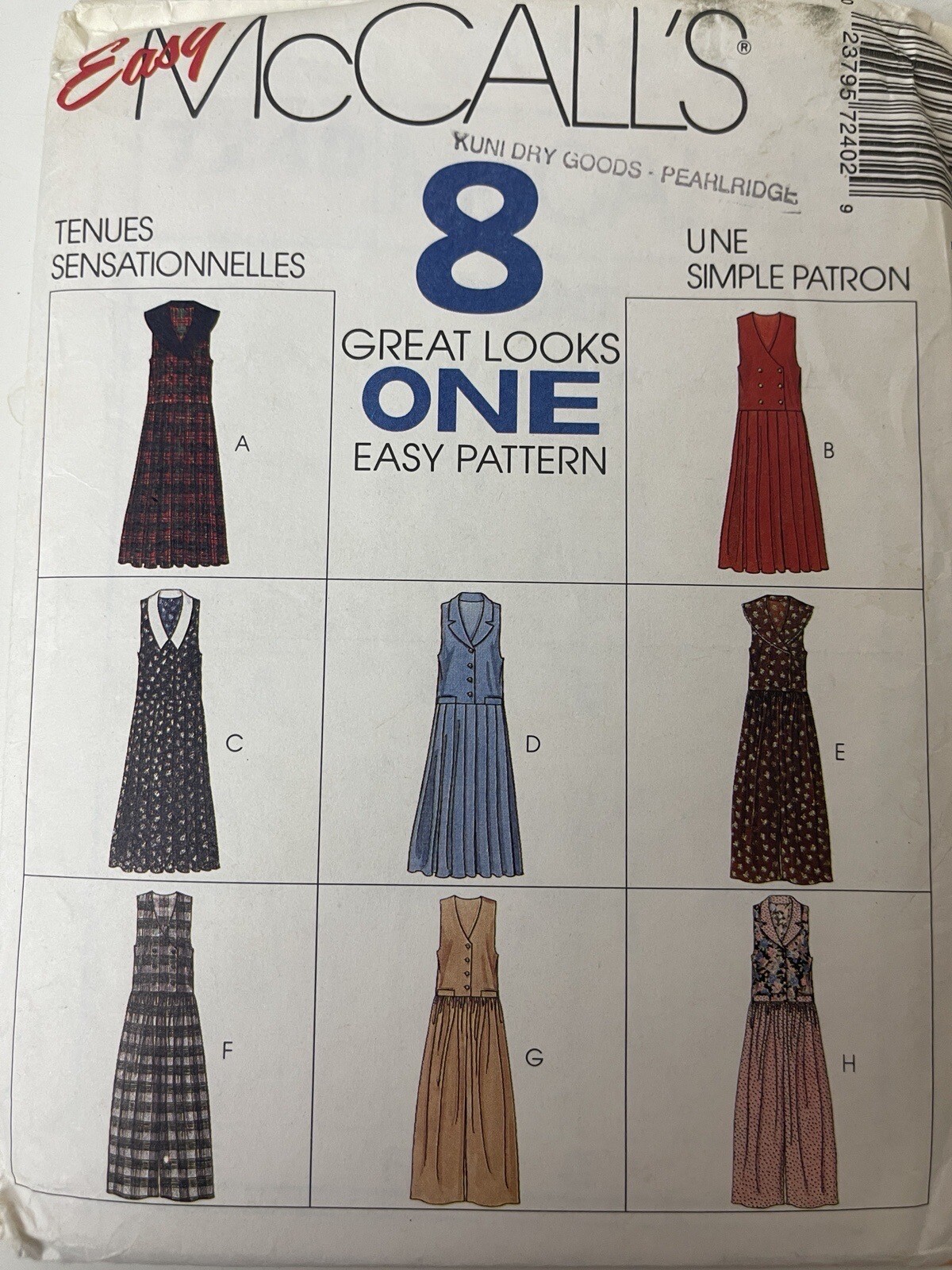 Vintage McCall's 90's Modest Jumper Dress Pattern 7240 UNCUT Sz D 12 14 16