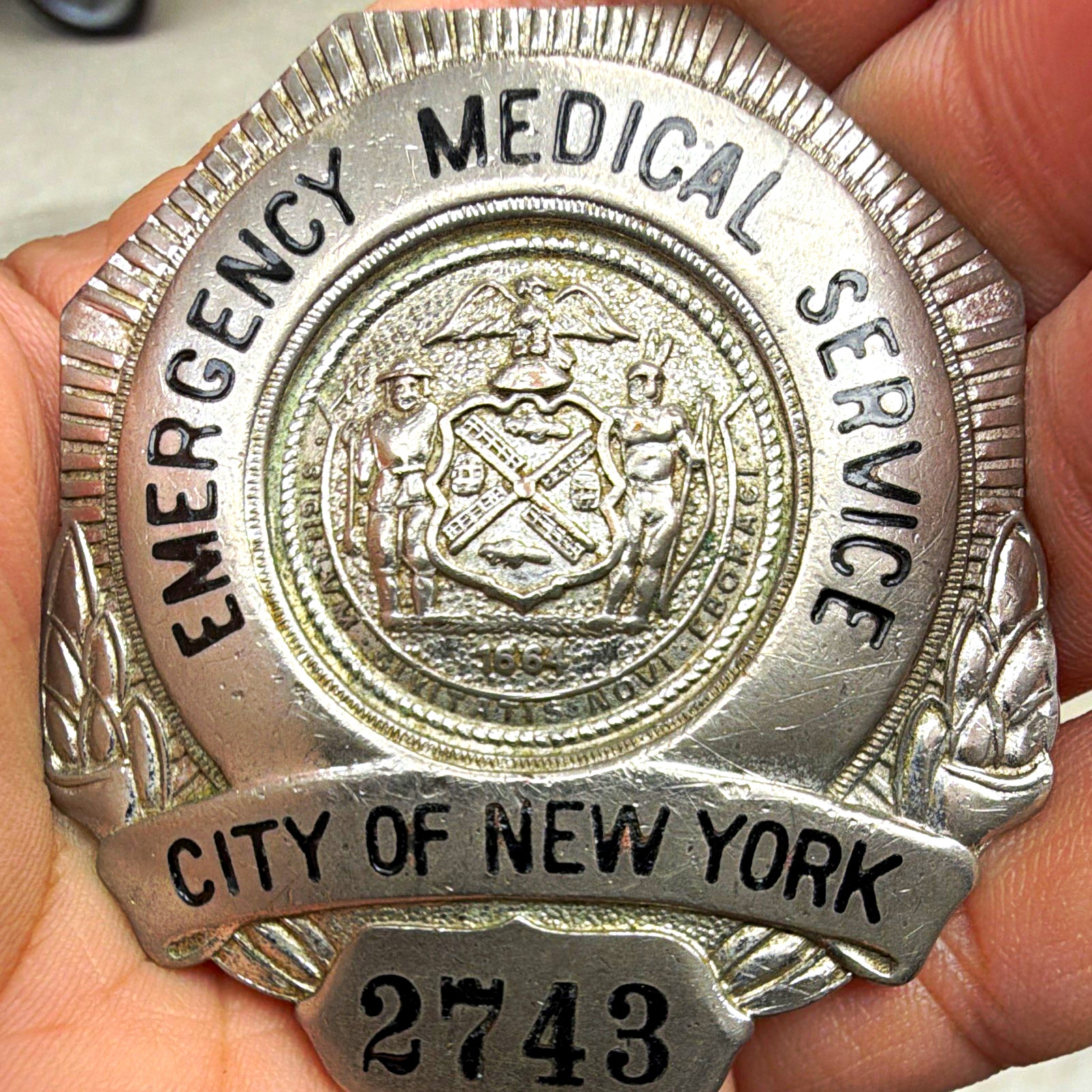 Vintage NYC EMS Badge - Authentic Emergency Medical Service City of NY #2743