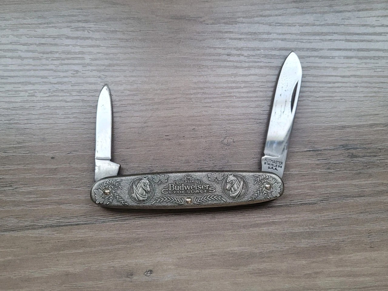 VTG RARE Kutmaster Budweiser Clydesdales Pocket Knife Double Blade