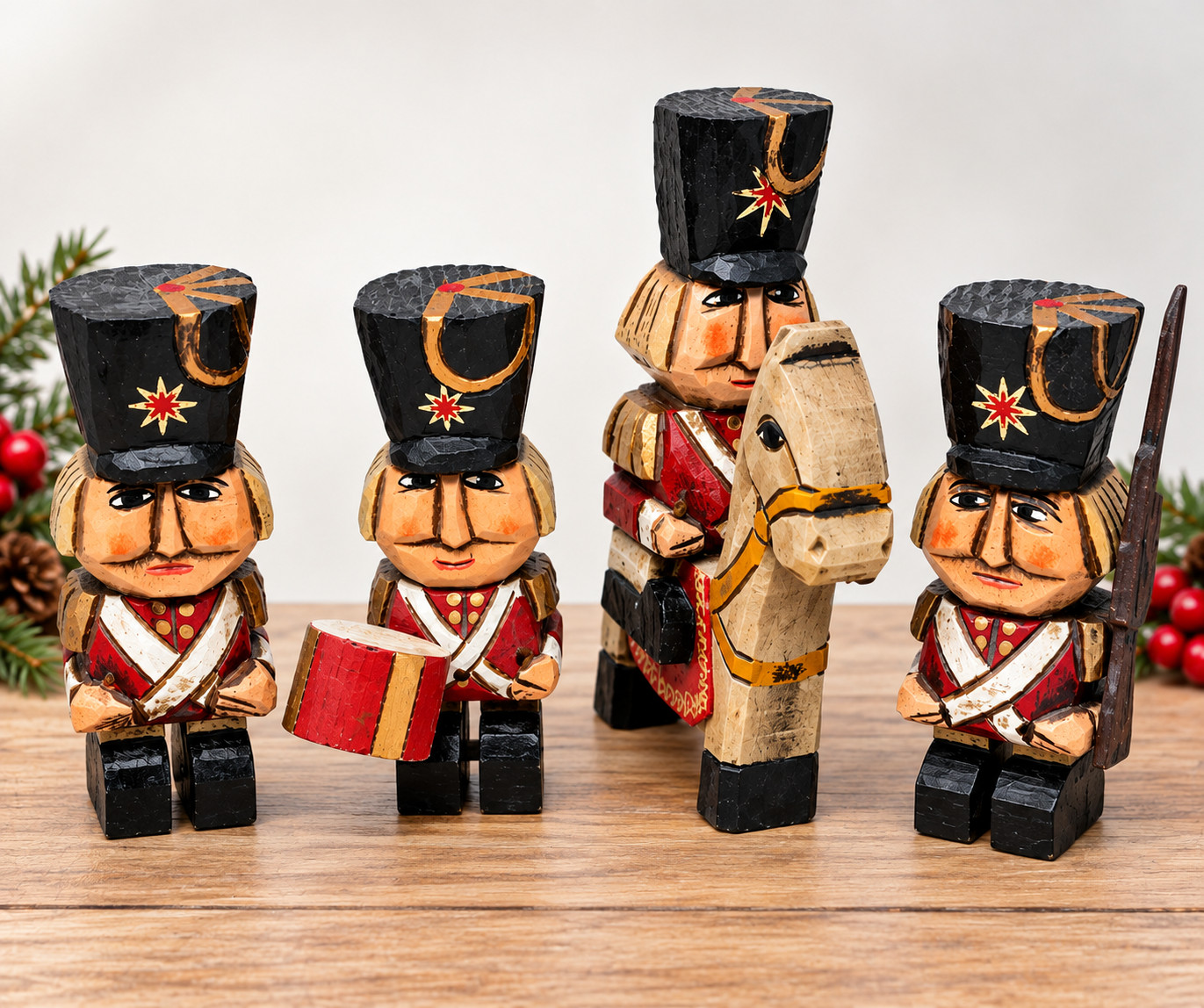 VERY RARE Vintage DORIAN Hand-Carved WOODEN SOLDIERS Hand Painted