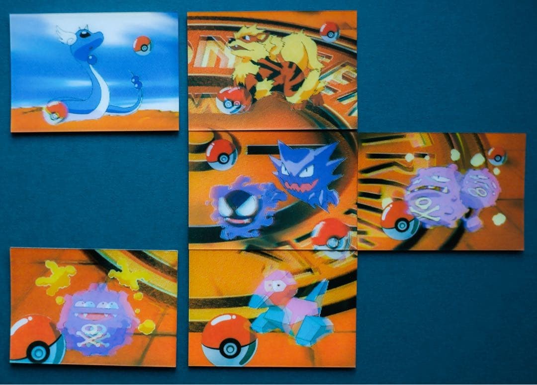 Meiji Pokemon 3D Lenticular Card Set 6Pcs Rare Vintage Collectible Edition