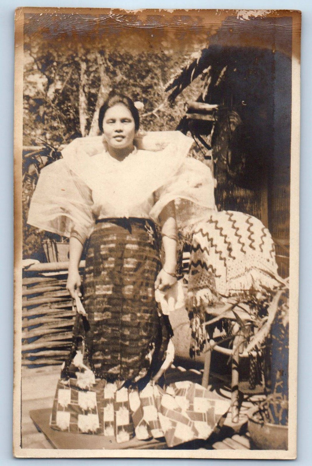 c1910\'s Philippines Woman Traditional Dress RPPC Photo Antique Postcard